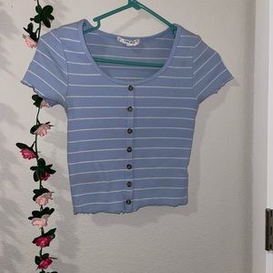 Blue and white striped crop top